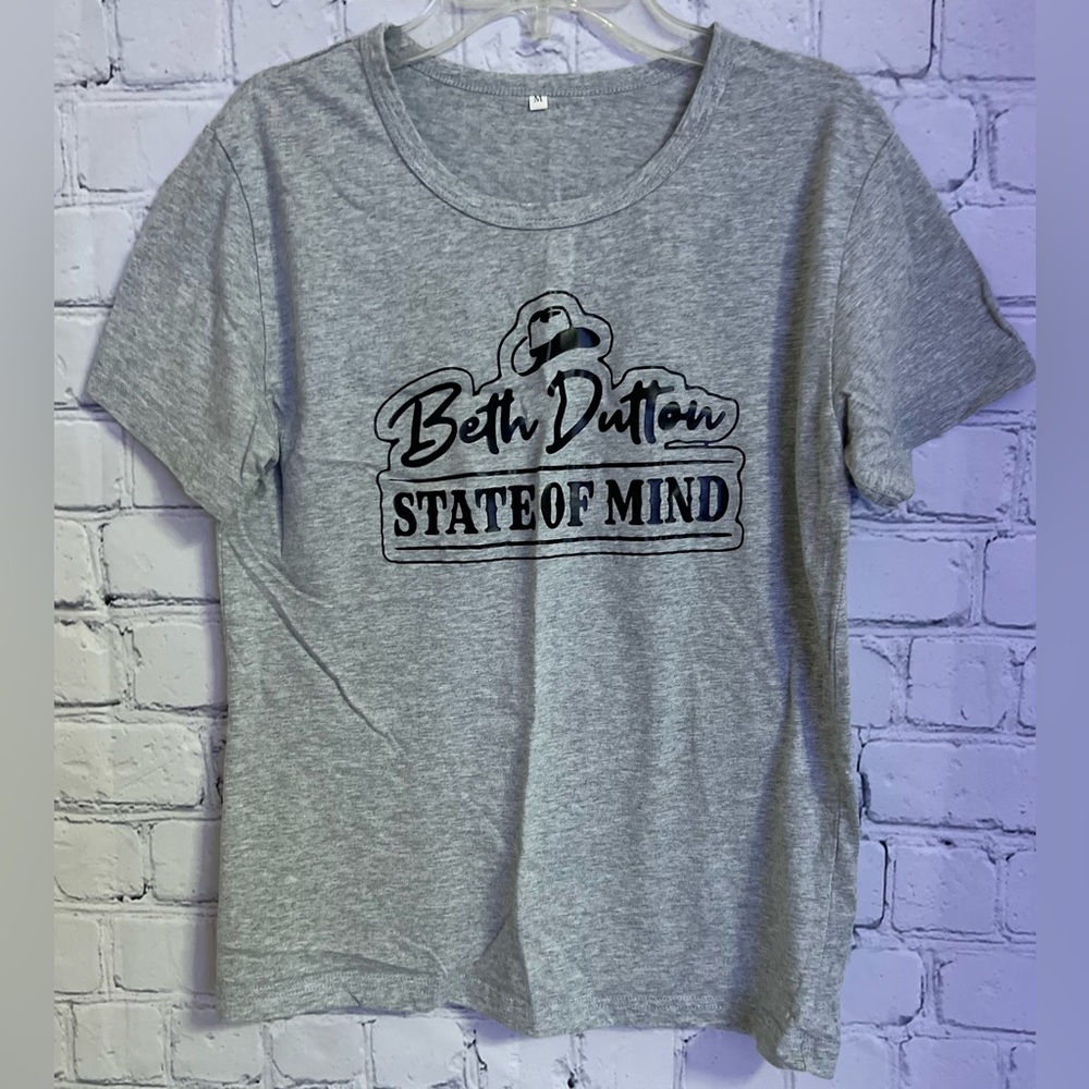 Yellowstone Gray Printed Round Neck Short Sleeve T-Shirt Size Medium